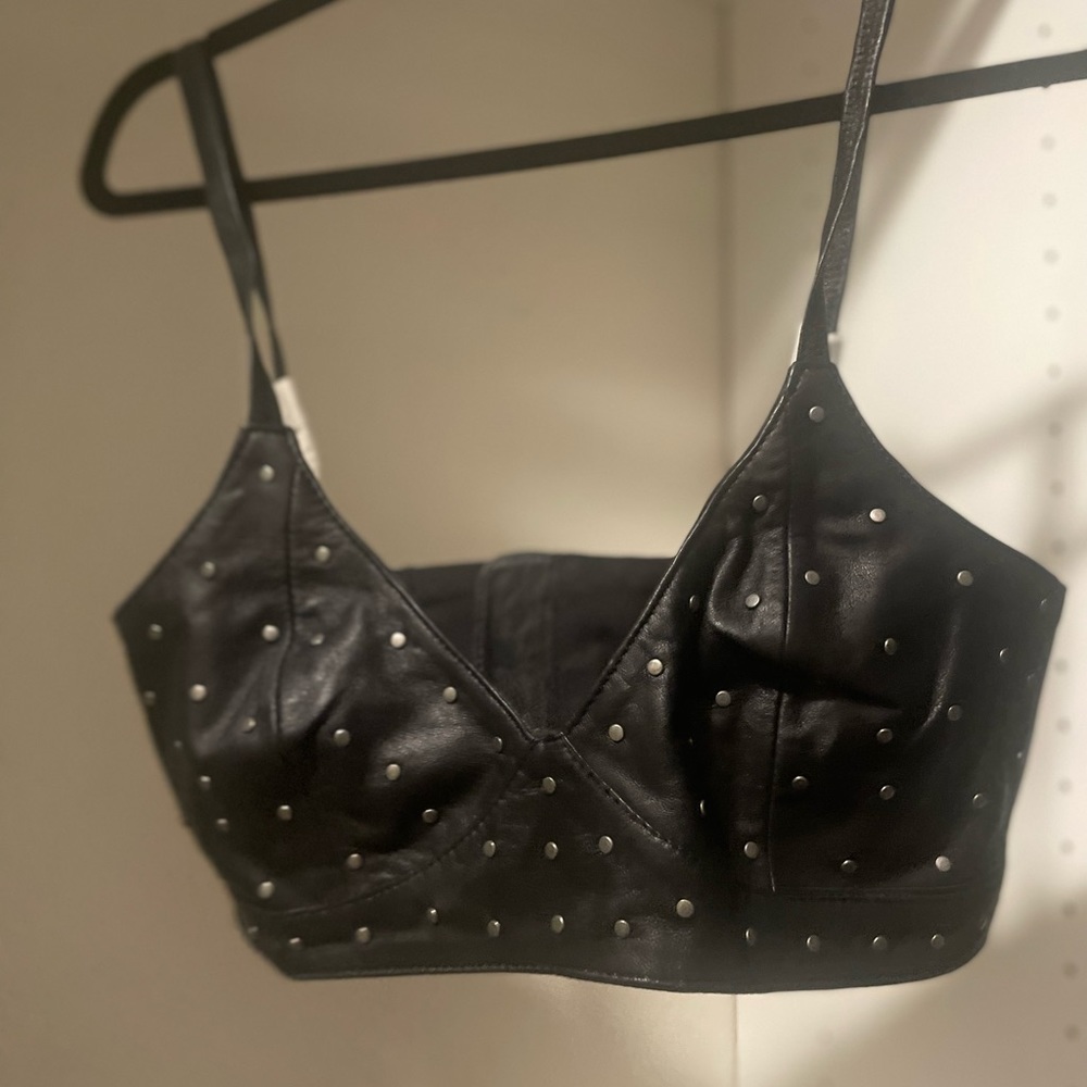 Brand new real leather bralette with tags!